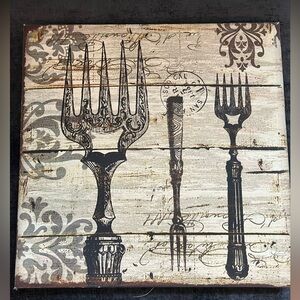 Canvas fork kitchen art
